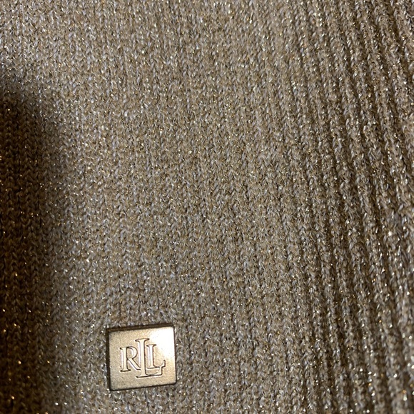 Lauren Ralph Lauren Metallic Gold Turtleneck Sweater - Picture 4 of 4